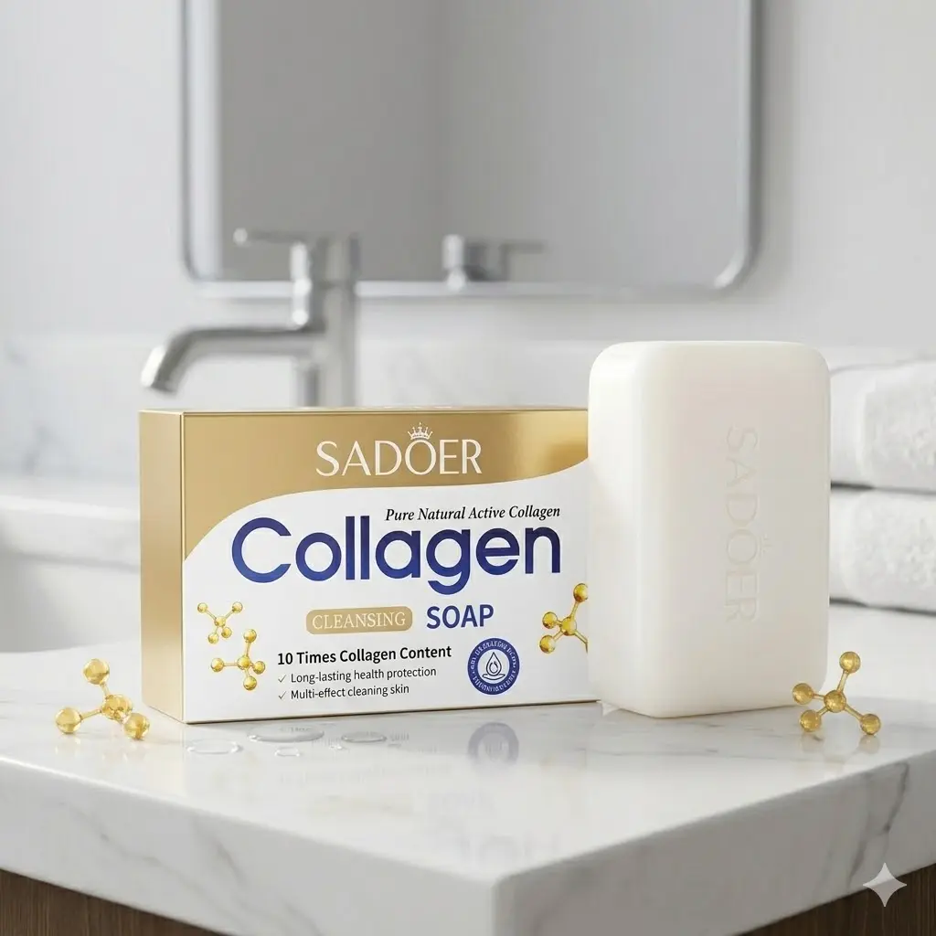 Collagen Brightening Soap Bar - Bar-Shaped Body Cleanser for Deep Cleansing, Anti-Aging, Skin Renewal, Smooth Radiant Skin | Bath & Body Care Soaps