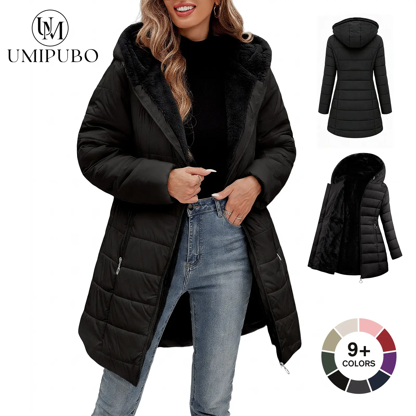 UMIPUBO Sales Women's Winter Windproof Fur Warm Slim Fit Down Jacket - Waterproof Long Ski Coat for Commuting