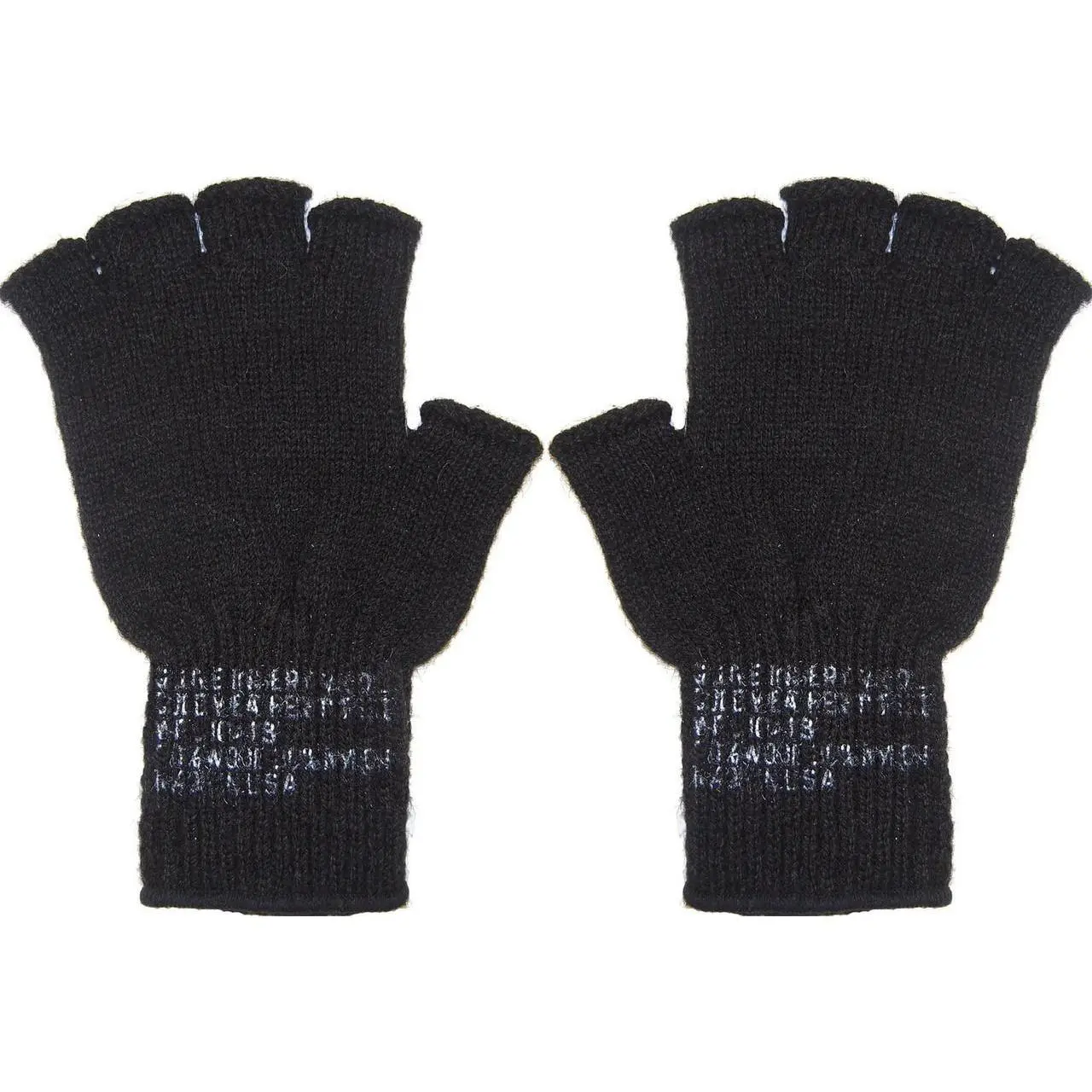 USA-Made Fingerless Wool Tactical Men's Gloves, Genuine GI Type II Cold Weather Inserts & Hand Liners, Unisex Names