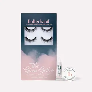 FlutterHabit The Glow-Getter Dramatic Cat Eye Cluster Lashes DIY Lash Extensions 6–15mm False Eyelashes 6 Pair Set with Mini Made For This Adhesive Glue & Mini Lash Removal Balm, Long Wear Underlash Application Makeup Cosmetic