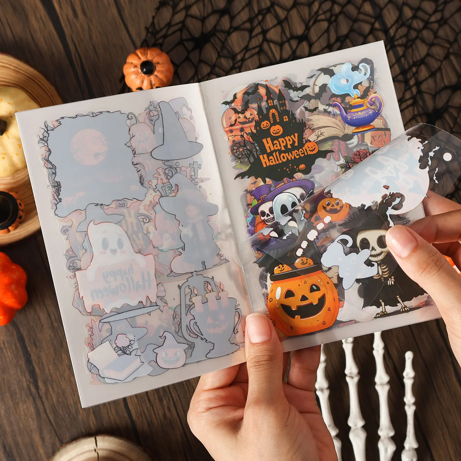 Halloween Creative Sticker Album, Halloween Theme, Decorative Stickers, DIY Scrapbook Materials, Scrapbooking Ephemera, Decorative Journal Pages, 20 Sheets, Perfect for Halloween Crafts, DIY Crafting & Projects