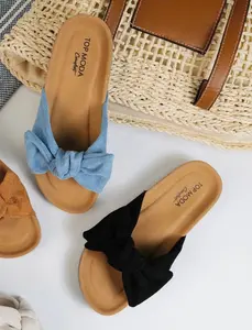 CORY Women’s Flat Slide Sandals with Soft Bow Detail