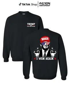 Trump I Won Again Unisex Sweater For Men - For Women, MAGA Trump Win Election 2024 Hoodie, Trump 47th President Tshirt, Casual Cotton Pullover Top Menswear Sweatshirts