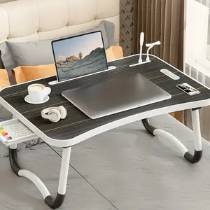 Ultra Large Portable Laptop Bed Table - Multi Functional Tray Holder with Cup Holder And Drawer, USB, Fan, And Light - Perfect for Eating, Reading, And Writing on Beds, Sofas, Floors - Stable, Durable, And Foldable