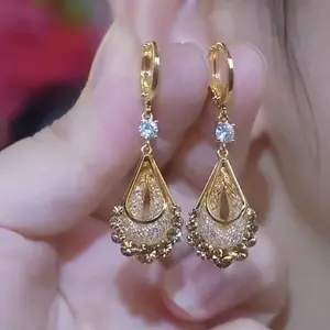 Gold mesh brown crystal drop earrings earrings for women accessible luxuryclassyfashionelegant earrings elegant earrings