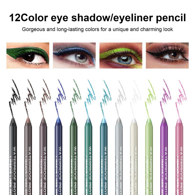 12 Color Gothic Eyeliner Pencil With Sharpener Set Makeup Smooth Matte Lipliner Waterproof Eyeshadow Pens Shine Pearl Smoky Punk Freckle Pen Cosmetic