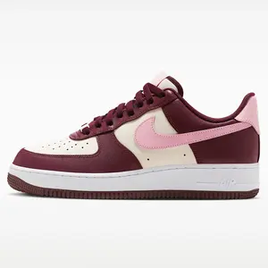 Nike Men's Air Force 1 '07 Low Premium Color Block Pink Burgundy Comfort Casual Lifestyle Sneakers FD9925-161