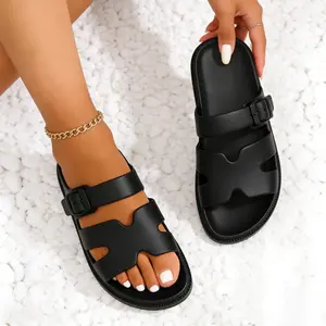 CUBUFLY Women's Flat Sandals with Arch Support, Summer Beach Slides Adjustable Buckle, Comfort Lightweight Cushion Slip on H-Strap Sandal,Walking Shoes Platform Sandals,Elegant Sandals,Lades Sandals 2025