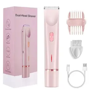 Rechargeable Electric Razor Mini Women Bikini Trimmer Underarm Trimmer Body Hair Removal Dual Head Electric Depilator, New Lithium Ion Battery