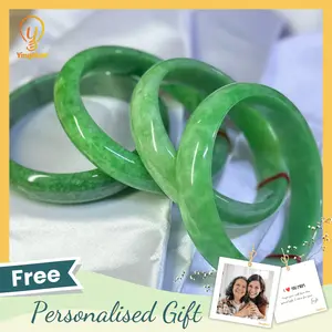 YingMart 48–72mm Jadeite Jade Green Bangle Gift for Her Grandma Mom Mens Sister Personalized Feng Shui Grandmother Bracelets