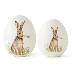 Ceramic Egg with Bunny, Set of 2