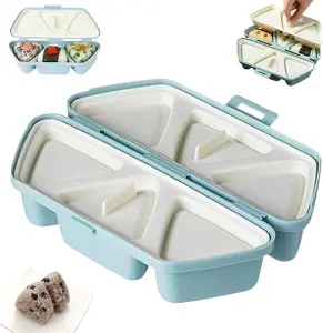 6 in 1 Onigiri Mold, 6 Cavity Triangle Sushi Mold Rice Ball Press Maker, Non Stick Sushi Maker Kit for Beginners Foldable Compact Kitchen