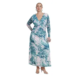 ELOQUII Women's Plus Size PatBO x ELOQUII Printed Mesh Maxi Dress