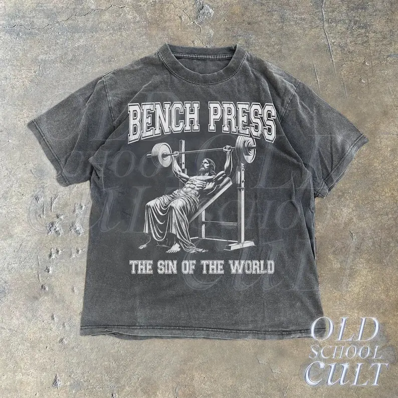 Bench Press Sin Vintage 90s Shirt, Retro Pump Cover, Humor Easter, Christian, & Gym Shirt