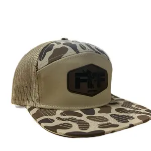 Old school camo leather patch 7 panel FTF