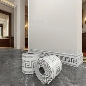1 Roll 16.4ft x 4in Thick Marble Tile Panel Wallpaper, Decorative Wallpaper, Self-Adhesive PVC Brick Imitation Peel and Stick Removable No Residue, Waterproof Wear-Resistant Long-Lasting, for Interior Walls, Bedroom, Living room, Kitchen, Bathroom