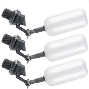 3 Pcs Float Ball Valve 3/4 Inch Water Tank Filter Float Valve for Supply Tube Automatic Fill with Adjustable Arm for Ponds, Pool, Livestock Water Trough, Aquariums, Aquaculture(Dark Gray)