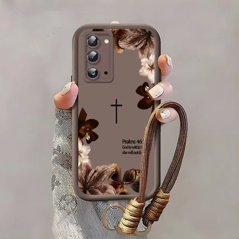 Suitable for [Galaxy Note20] high-end women's phone case🥰，a beautiful lanyard is included，Sophisticated Floral Patterns，drop-resistant and fingerprint-resistant YM99
