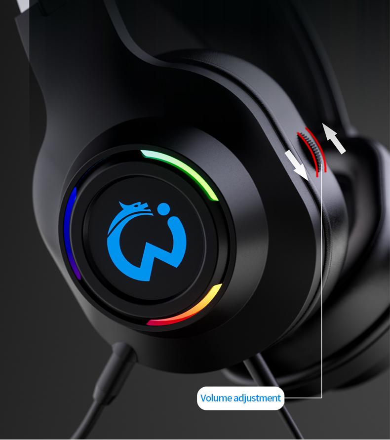 Stereo gaming headphones for PS4, PC, Xbox One, PS5 game console, PC and laptop, headphones with microphone, LED lights, 7.1 surround stereo, wired headphones, RGB lighting, USB-A, high-resolution studio monitoring/mixing/DJ stereo headphones