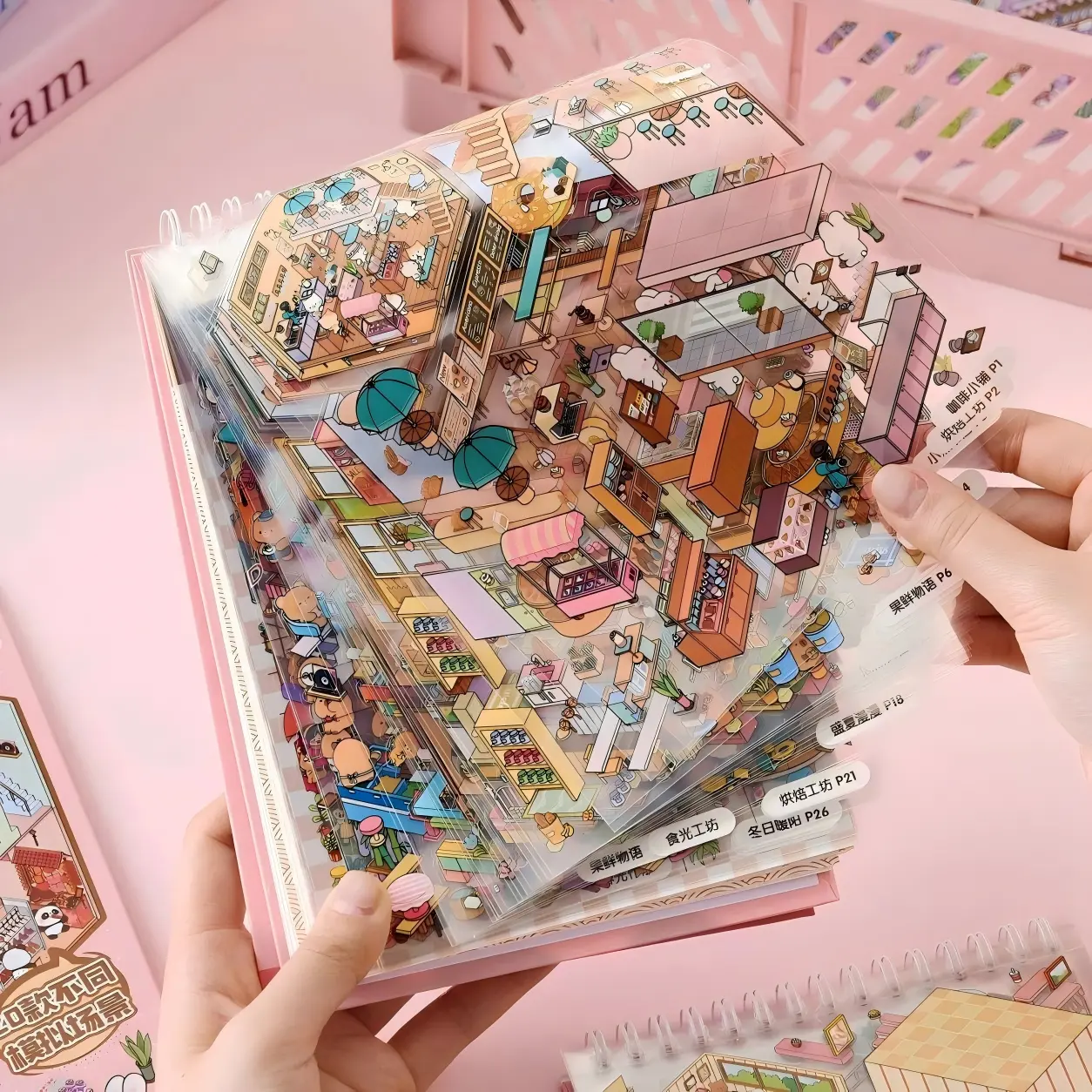 DIY Pre-Cut PET Miniature Craft Sticker Book - 20 Cute Themed Scenes, Easy Layering, for Scrapbooking, Planners, Teens Gifts