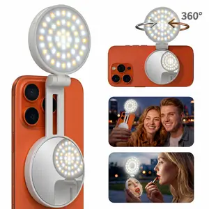 Summervibes 4-in-1 Magnetic Selfie Light, 360° Full-Ring LED Light with No Dead Angles, 3 Light Modes with Adjustable Brightness, Rechargeable & Portable with Built-in Phone Stand, On-the-Go Essential for Makeup & Selfies