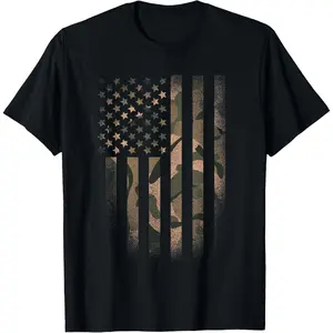 Cotton Short Sleeve Camo American Flag Usa Military Tactical Camouflage Desert T-Shirt For Men Women