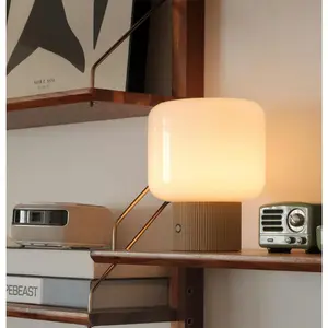 Halo Mushroom 5W Cute Cordless Rechargeable Glass Shade LED Lamp, 3-Color Temp Dimmable Ambient Retro Touch Light, Mustard Yellow Bedroom Bedside Decor for Children's Room