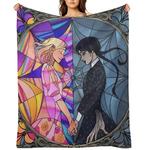 Wednesday Addams Printed Blanket Picnic Blankets Soft Comfortable Flannel Blanket Throw, Gothic-Inspired Blanket for Living RoomsBeach Christmas Blanket Gift For Adult Women Kids <Boys Girls>
