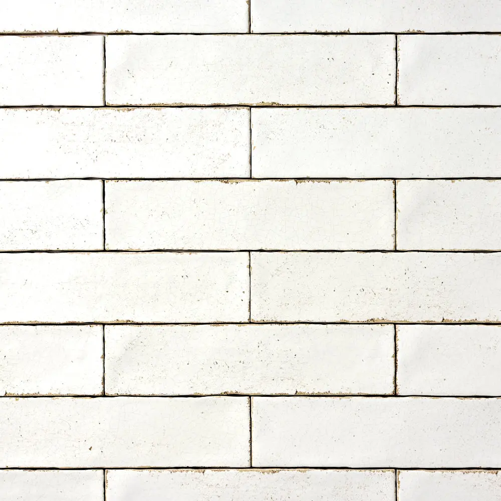 San Fran White Crackled 3x12 Ceramic Tile Glossy Sample