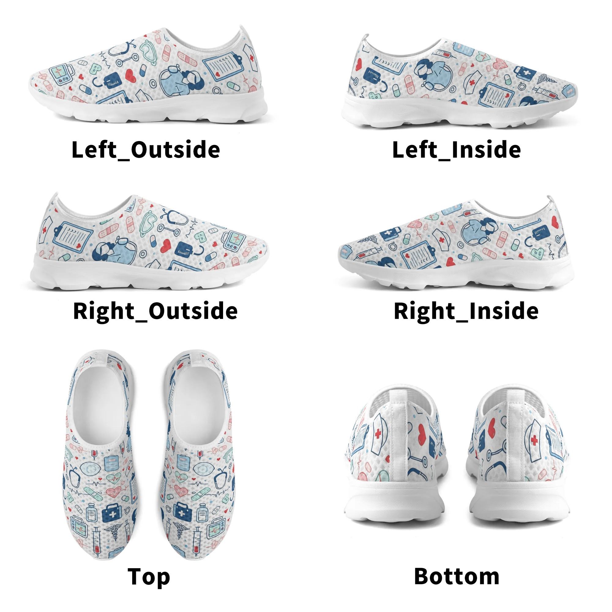 Pink Nurse Print Cute Nurse Medical Print Slip On Sneakers for Women - Breathable Comfortable Nursing Shoes All Day Wear Casual Loafers for RN LPN Healthcare Workers