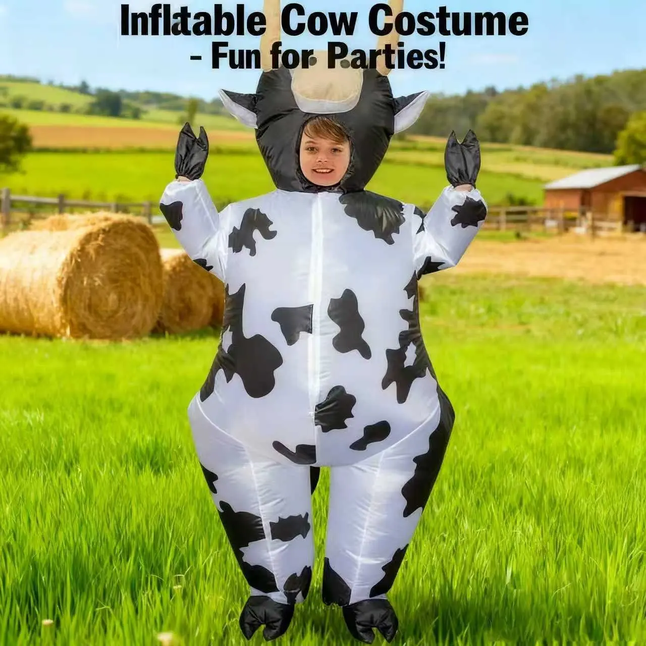 Adult & Kids Inflatable Bull Costume, Costume Outfit, Blow Up Costumes, Halloween Party Essential, Fun Role Play for Men & Women, Ideal Theme Event Choice
