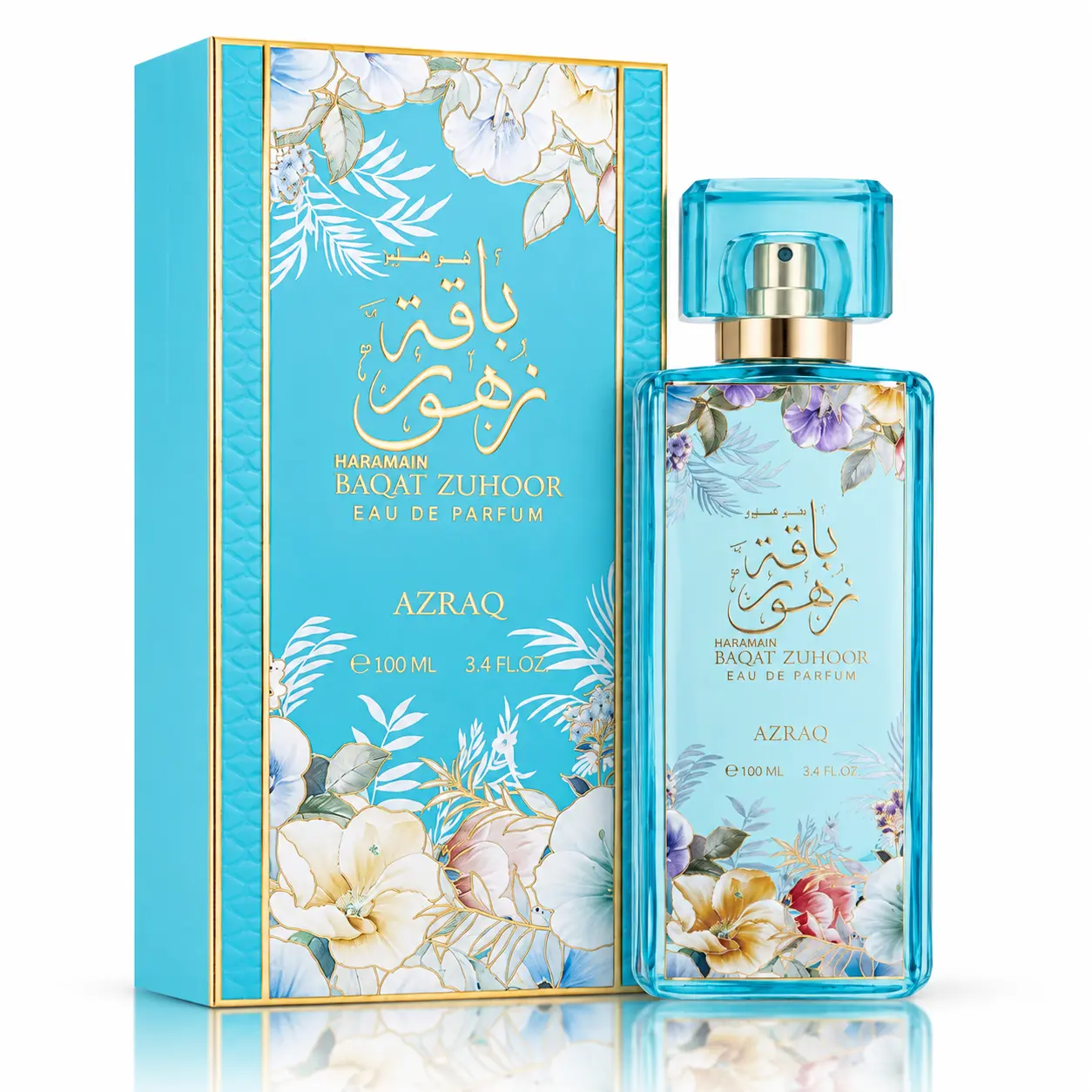 Al Haramain | Baqat Zuhoor Azraq | Unisex Fragrance | 100 ML - 3.4 OZ | Eau De Parfum | Jasmine Tea - Neroli & Apple
