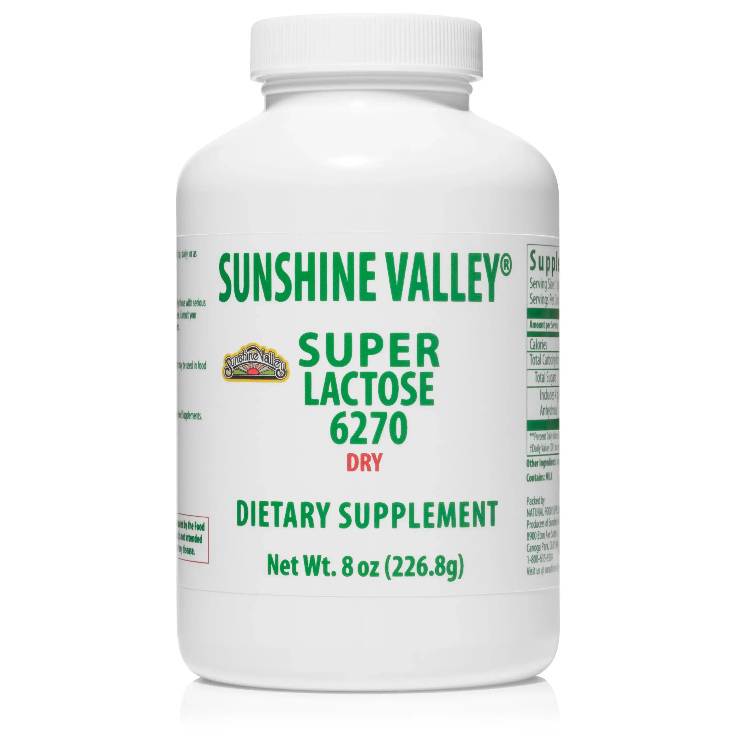 Sunshine Valley® Super Lactose DRY Dietary Supplement Powder Eight Ounces