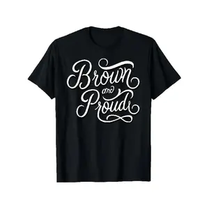 Brown And Proud Latino Mexican Raza Chicano Oldies T-Shirt |   Men'S Soft Breathable, Black Crew Neck, Casual Wear, Humor Clothing, Comfortable Material, Short Sleeve Top, Vintage Style, Slight Stretch Fabric, Regular Fit Graphic Tees Oversized
