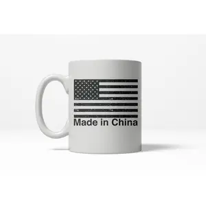 Made In China Funny American Flag USA Pride Ceramic Coffee Drinking Mug - 11oz Funny Coffee Mugs Ceramic Printed Drinkware Cup