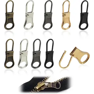 10 count Zipper Pull , Detachable Metal Zipper Pull Tab Kit,  Pull  for Jacket Pants Coat Shoes Backpack Suitcase Purse Luggage, 5 Colors