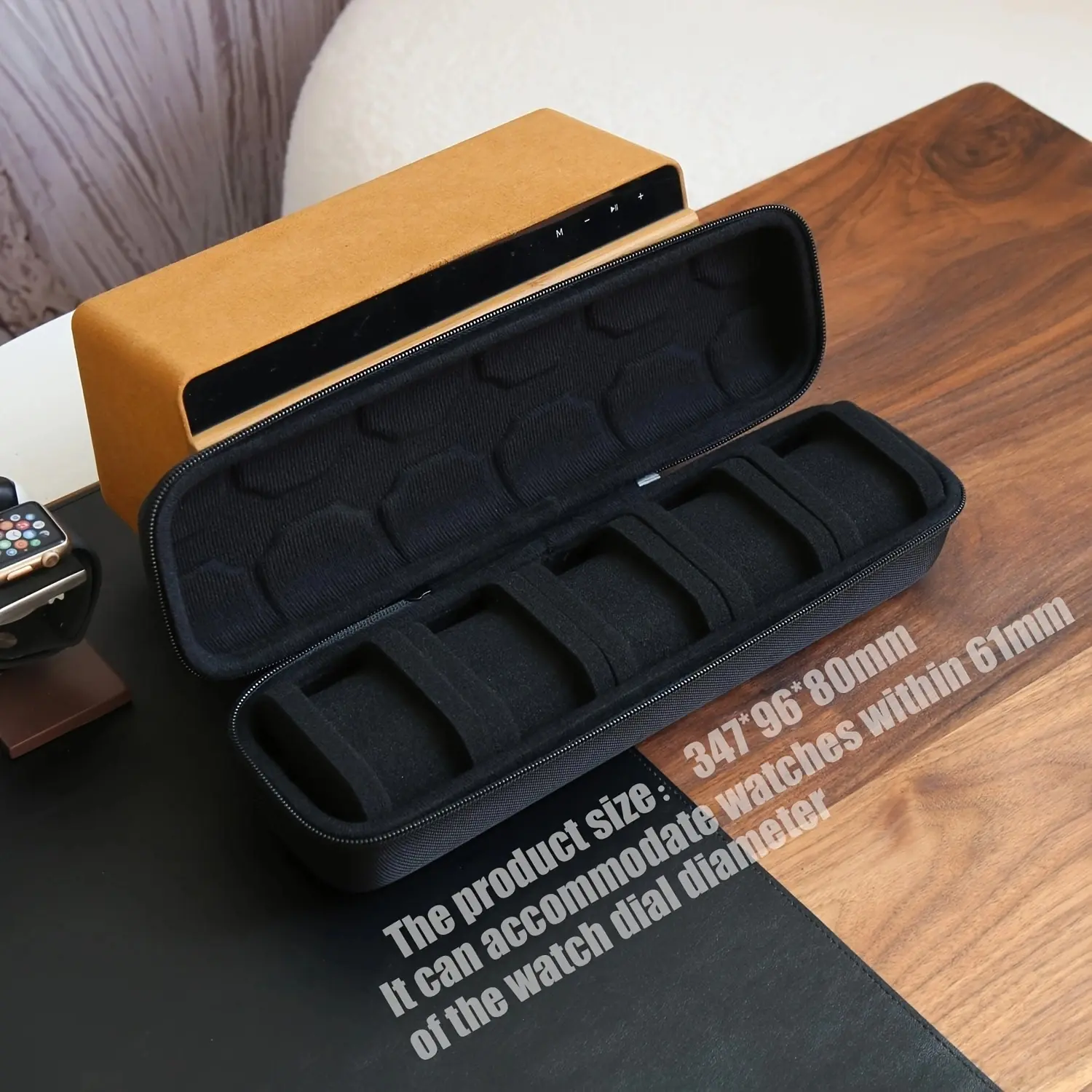 5-Slot Hard-Shell Watch Travel Case - Portable Wristwatch Storage Box with Soft Padding, Handles, Protector for Men’s and Women’s Watches, Watch Protector