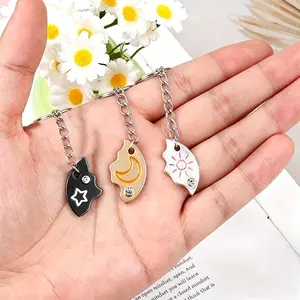 Sun Moon Star Magnetic Best Friend Keychain Set – Matching Puzzle Friendship Keychains for 3, Perfect Gift for Besties, Family, and Mother’s Day