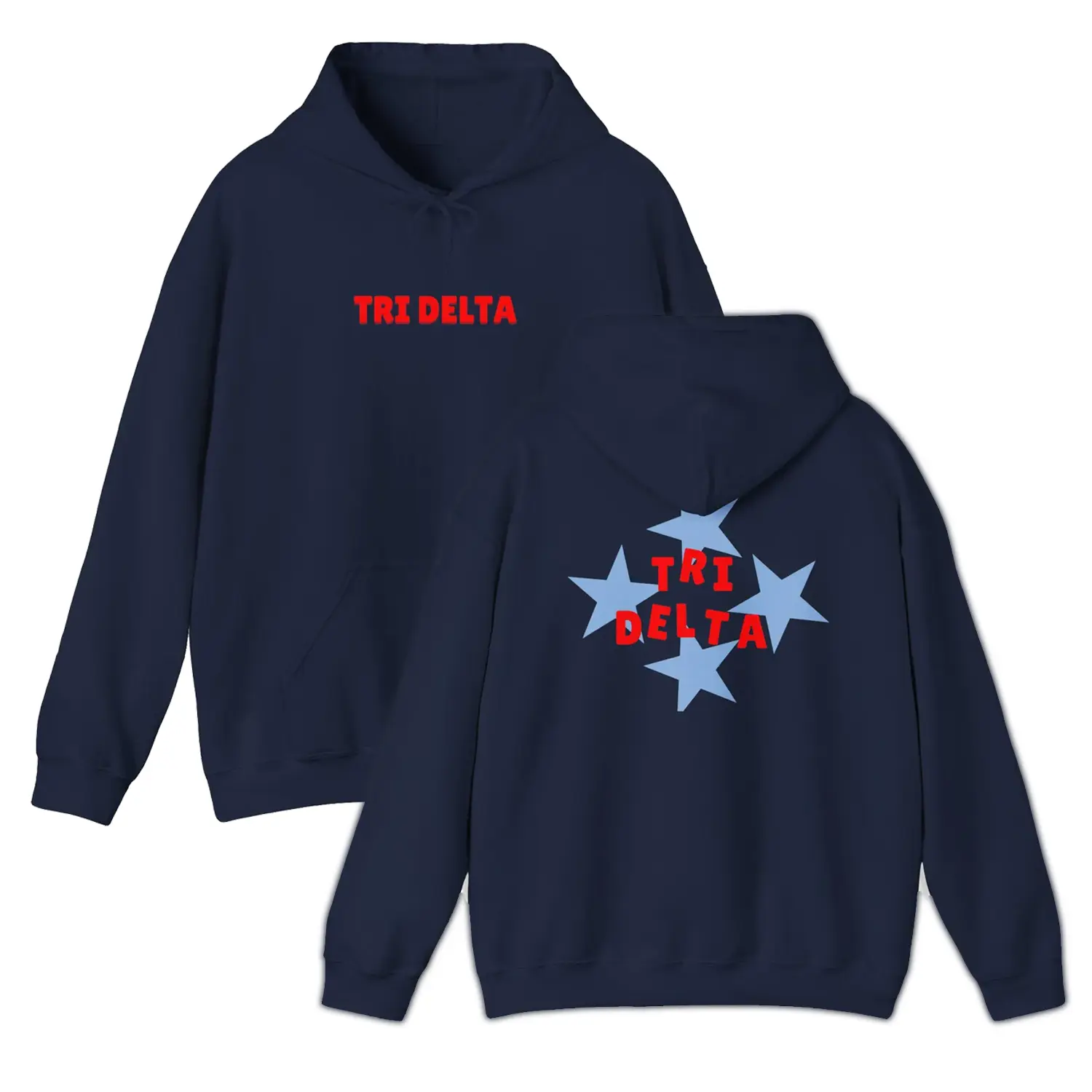 Custom Tri Delta Star Hoodie - Sorority Sweatshirt for Students, Greek Life Gift, College Apparel, Sorority Apparel Cotton Fabric Menswear Polyester