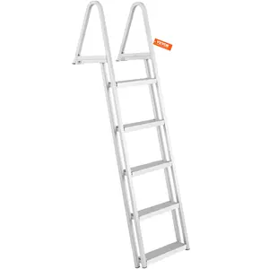 VEVOR Removable Dock Ladder 5 Steps, 350 lbs Load Capacity, Pontoon Boat Ladder with 4'' Wide Step Nonslip Design for Ship/Lake/Pool/Marine Boarding