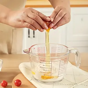 Large 16.91-Ounce Glass Measuring Cup with Handle And Markings - Heat-Resistant, Suitable for Microwave And Oven, Perfect for Baking And Cooking