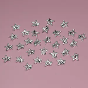 30 pcs Star Shape Charm for Nails Art Design (Silver color with rhinestone engraved)