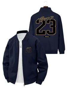 Casual Trendy Men's Chicago 23 Printed Baseball Jacket for Daily Street Wear and Casual Outfits