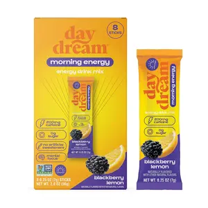 Day\/Dream Morning Energy Drink Mix - Blackberry Lemon, 200mg Natural Caffeine from Green Tea, Guarana, and Yerba Mate, L-Citrulline, L-Arginine, Acetyl L-Carnitine, Stevia Sweetened, Zero Sugar, Non-GMO, Stick Packs
