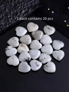 Natural heart-shaped meditation stone, 1 pack containing 20 white glitter stones, is an ideal choice for mindfulness and relaxation, making it the perfect gift for yoga enthusiasts, Crystal Decor
