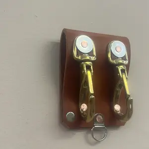 Brown Leather double snap hook. Brown Leather double snap hook.