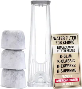 Keurig Starter Kit Water Filter Replacement for Keurig 2.0, K-Slim and K-Supreme Coffee Maker - Includes Side Reservoir Filter Holder and 3 Pack of Compatible Keurig Water Filter Cartridges