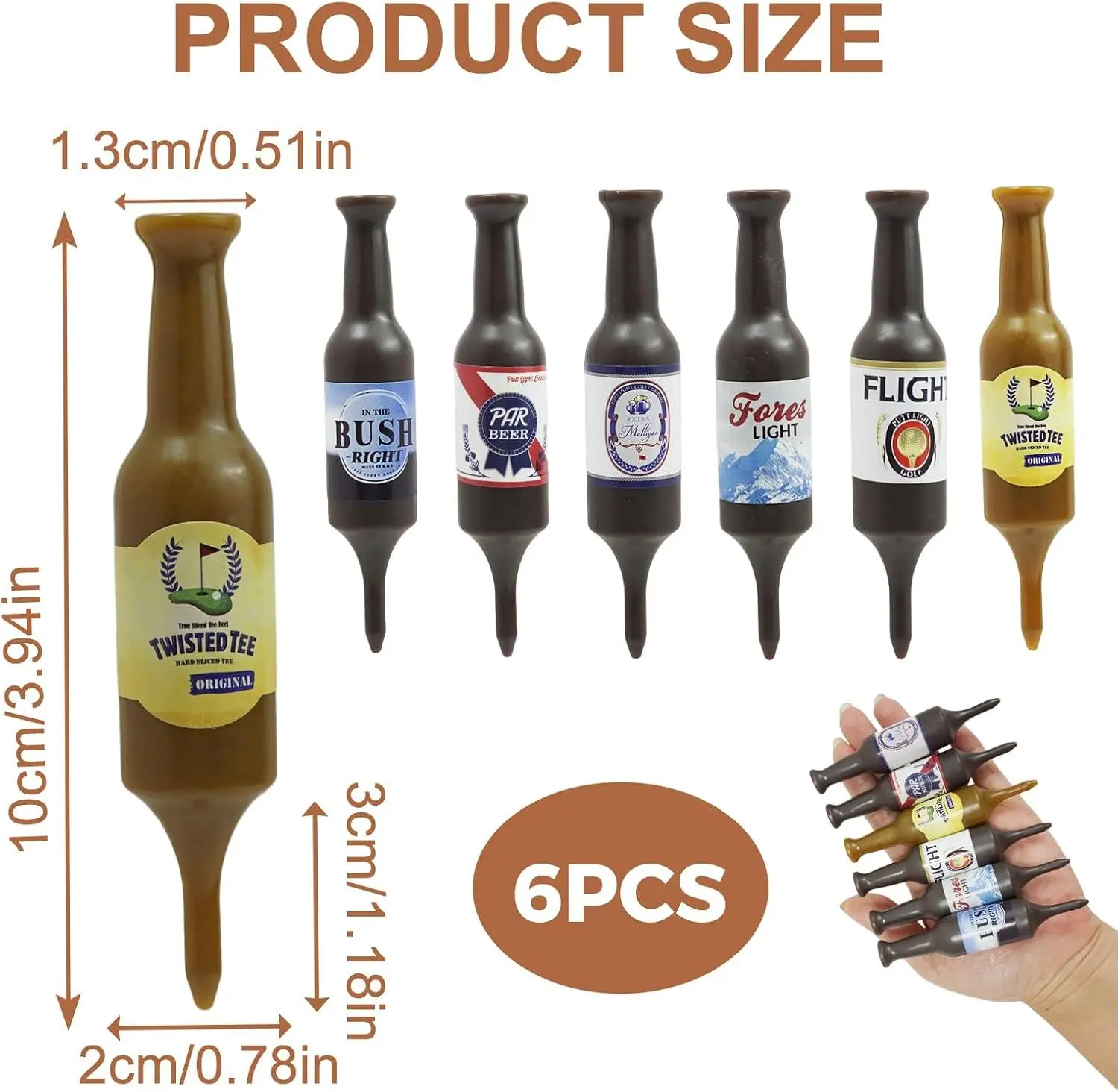 LPLEA Novelty Beer Bottle Golf Tees, Durable Plastic Low-Resistance Golf Gift Accessory for Longer Distance & Stable Ball Placement, Golf Equipment