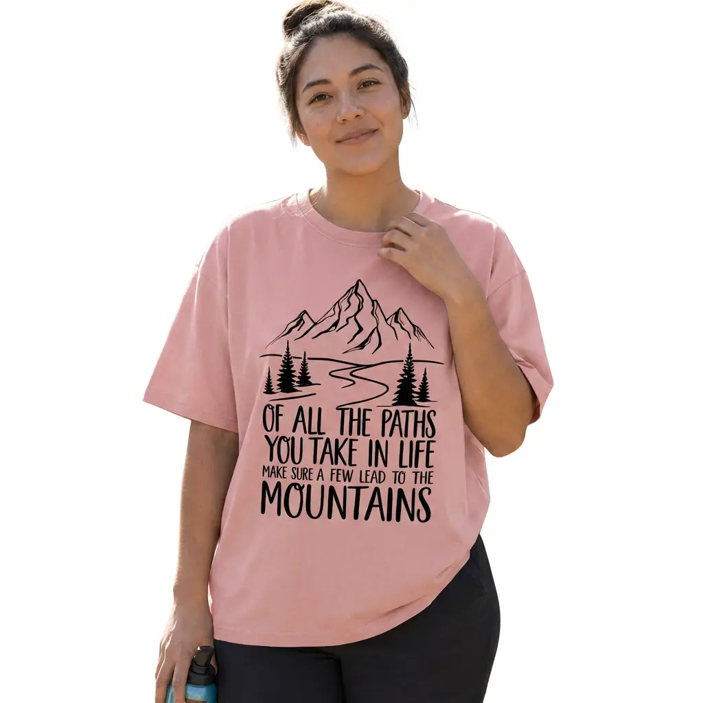 Mountain Graphic Tee Women Plus Size Hiking Shirt Camping Nature Adventure Top