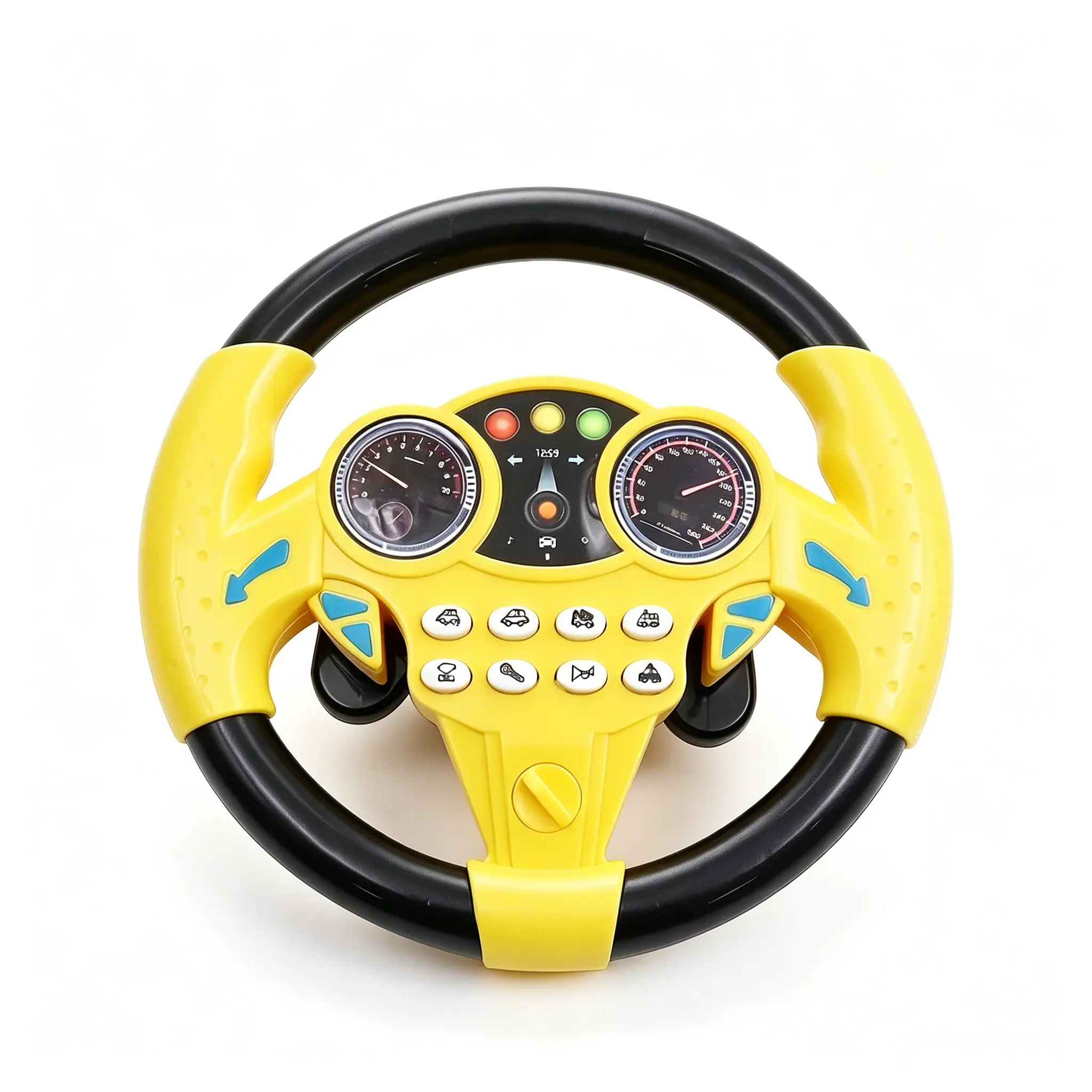 Kids Interactive Driving Simulator Steering Wheel Toy with Suction Cup Base, 360° Rotatable Wheel with Speedometer & Gear Shift, Multi-Game Modes,  Educational Driving Learning Toy for Boys Girls (AA Batteries Not Included)